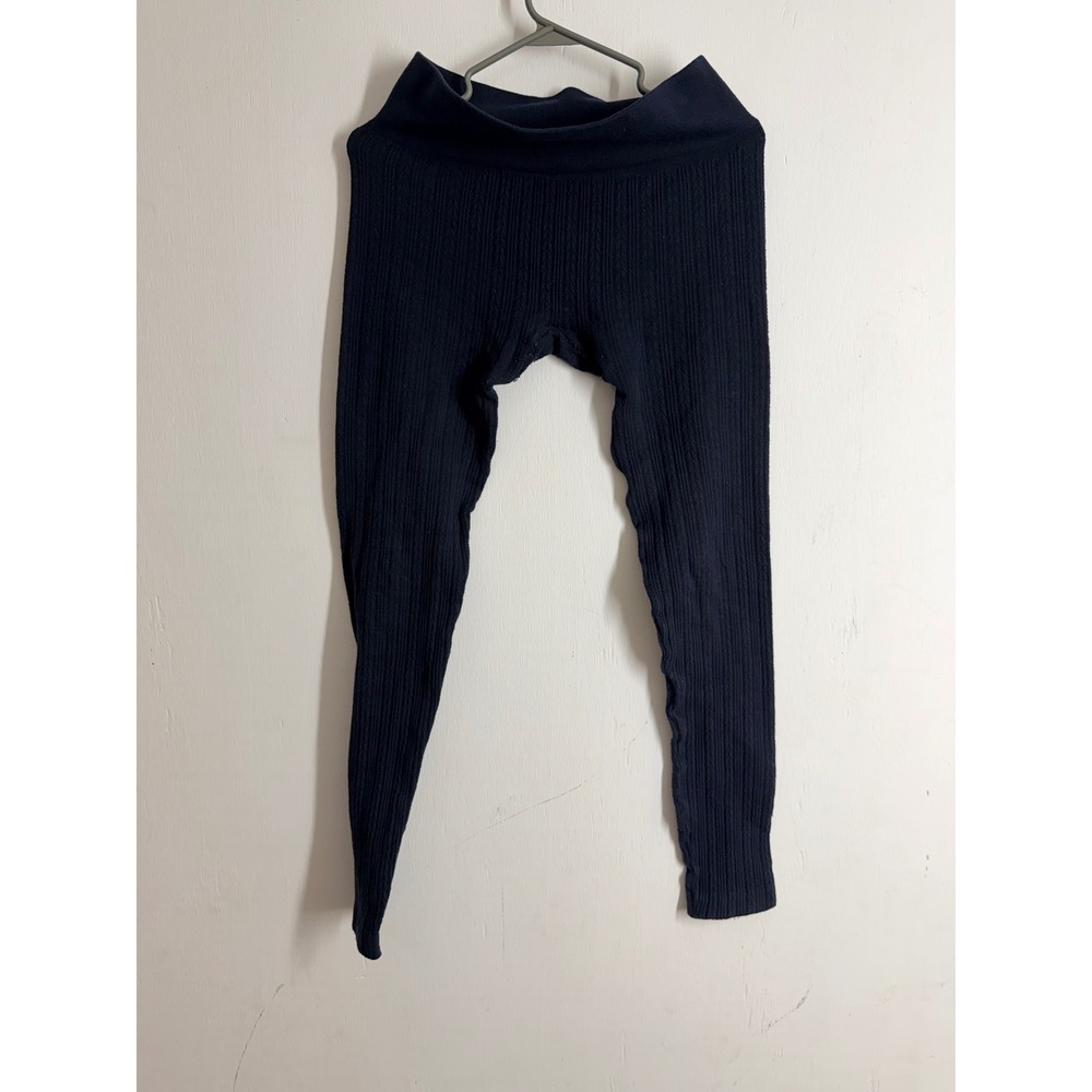 French Laundry Navy Blue Cable Knit Leggings High Waisted L/XL Stretch Layering